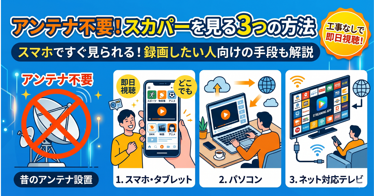 スカパーをアンテナなしで視聴する方法・契約手順は？
